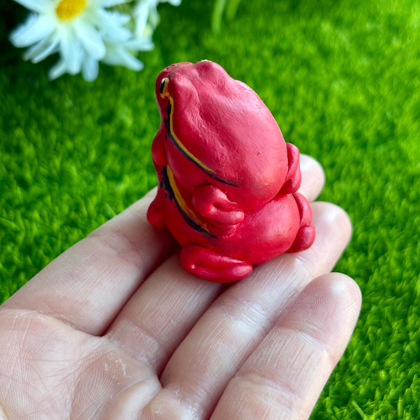 Handmade stacking tomato frog friend figurine