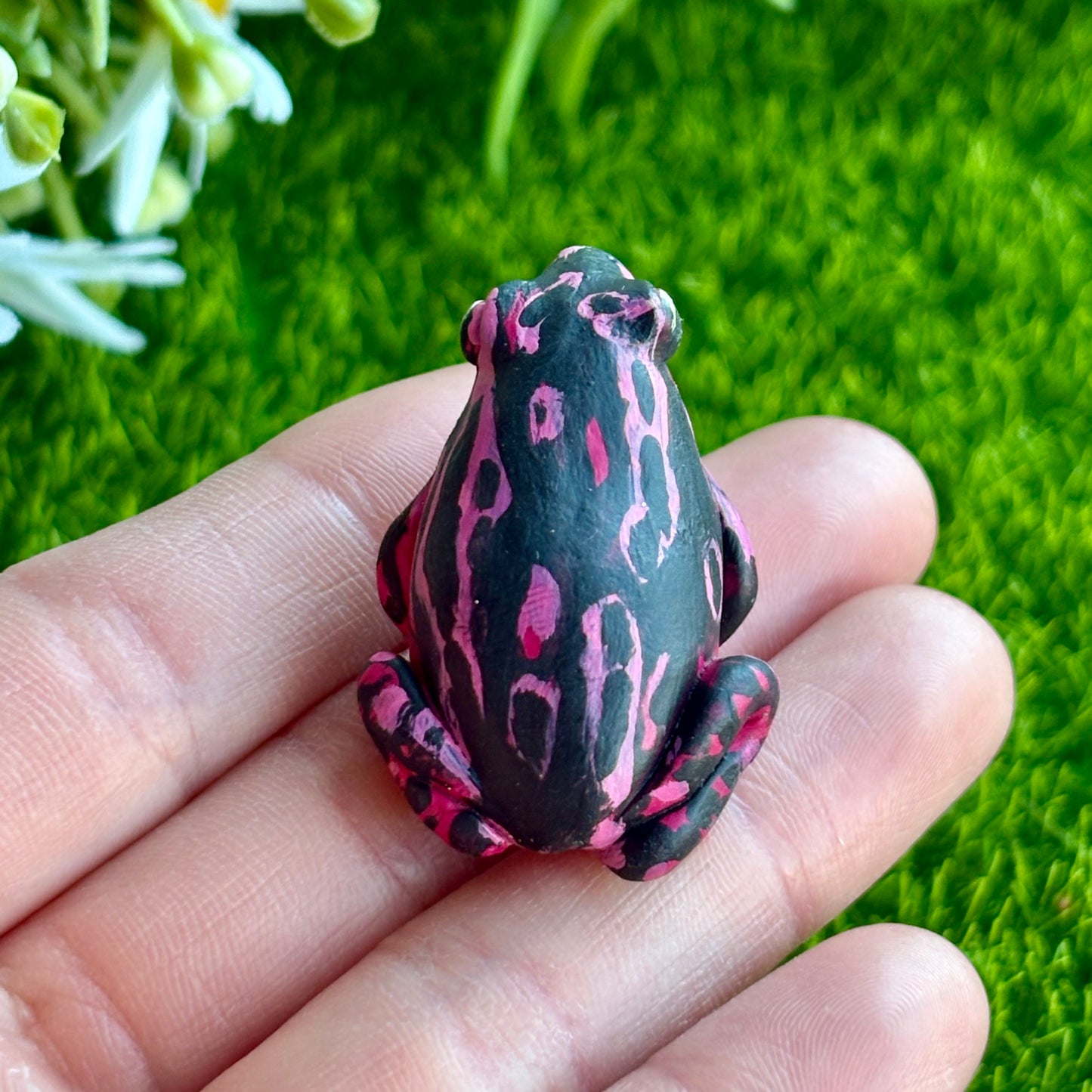 Handmade mini purple harlequin toad figurine