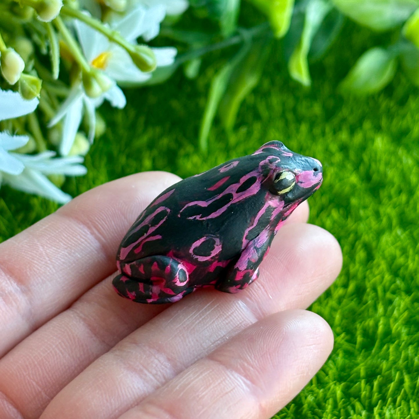 Handmade mini purple harlequin toad figurine