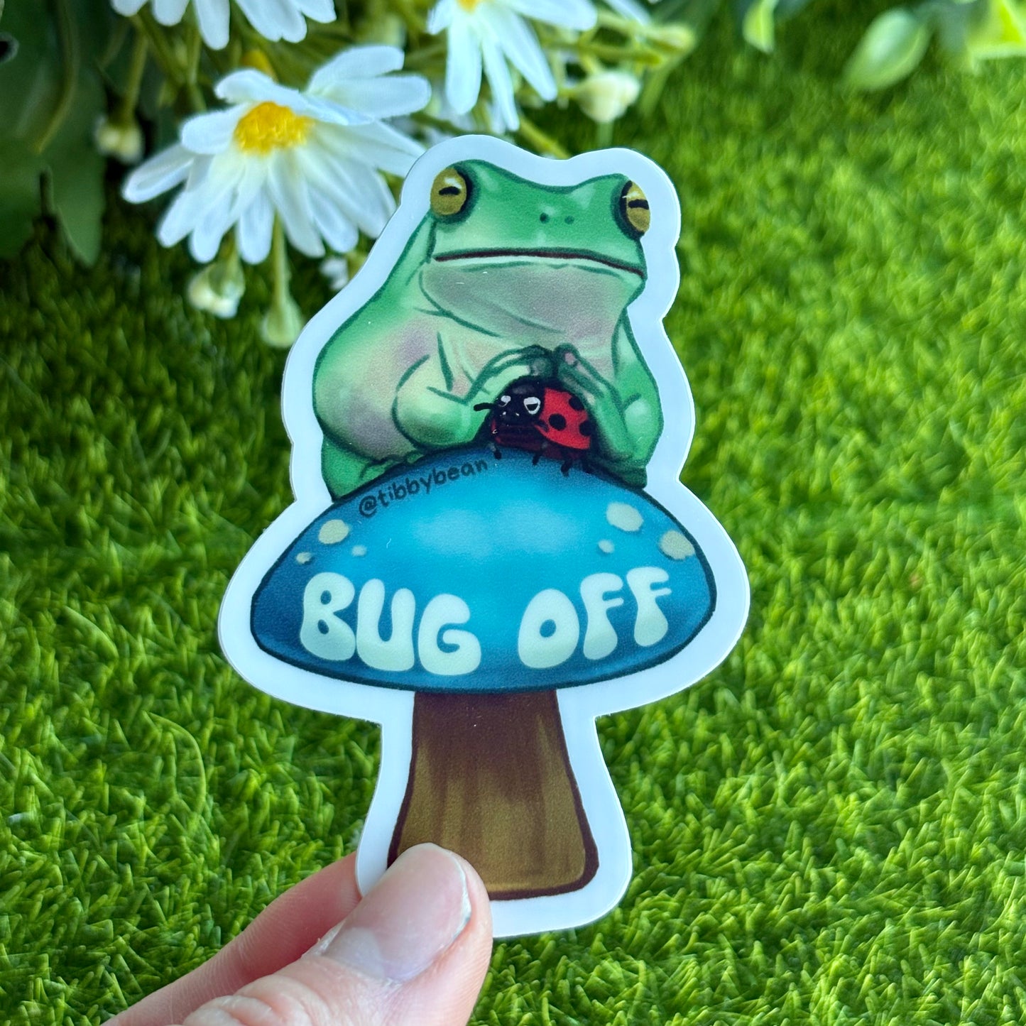 White's tree frog "bug off" sticker