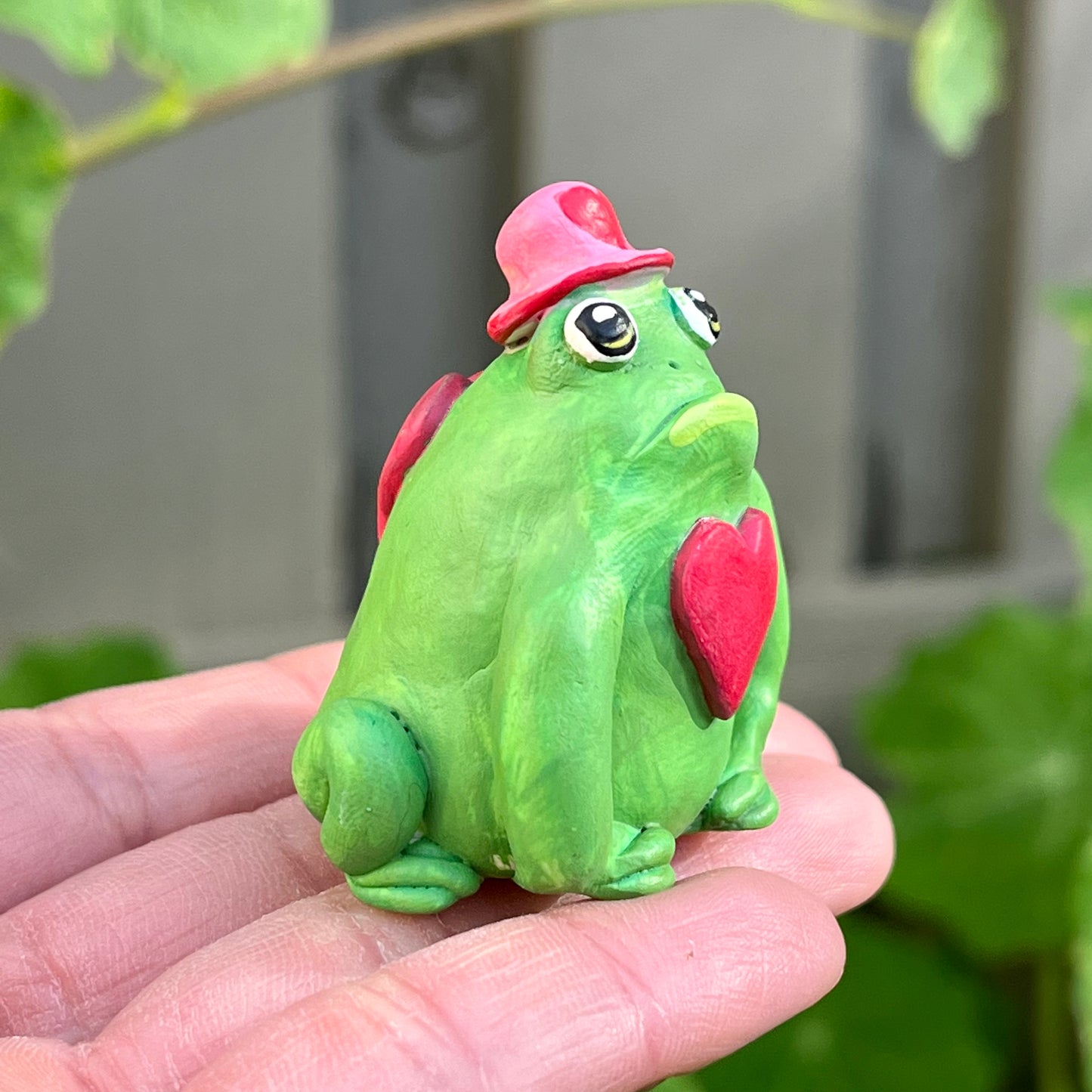 Valentine's Heart Hat Frog Friend Figurine