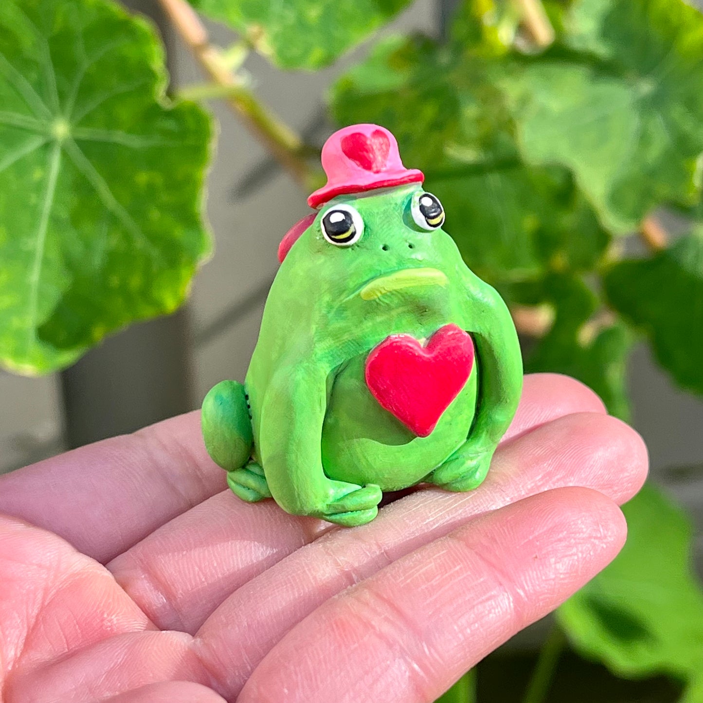 Valentine's Heart Hat Frog Friend Figurine