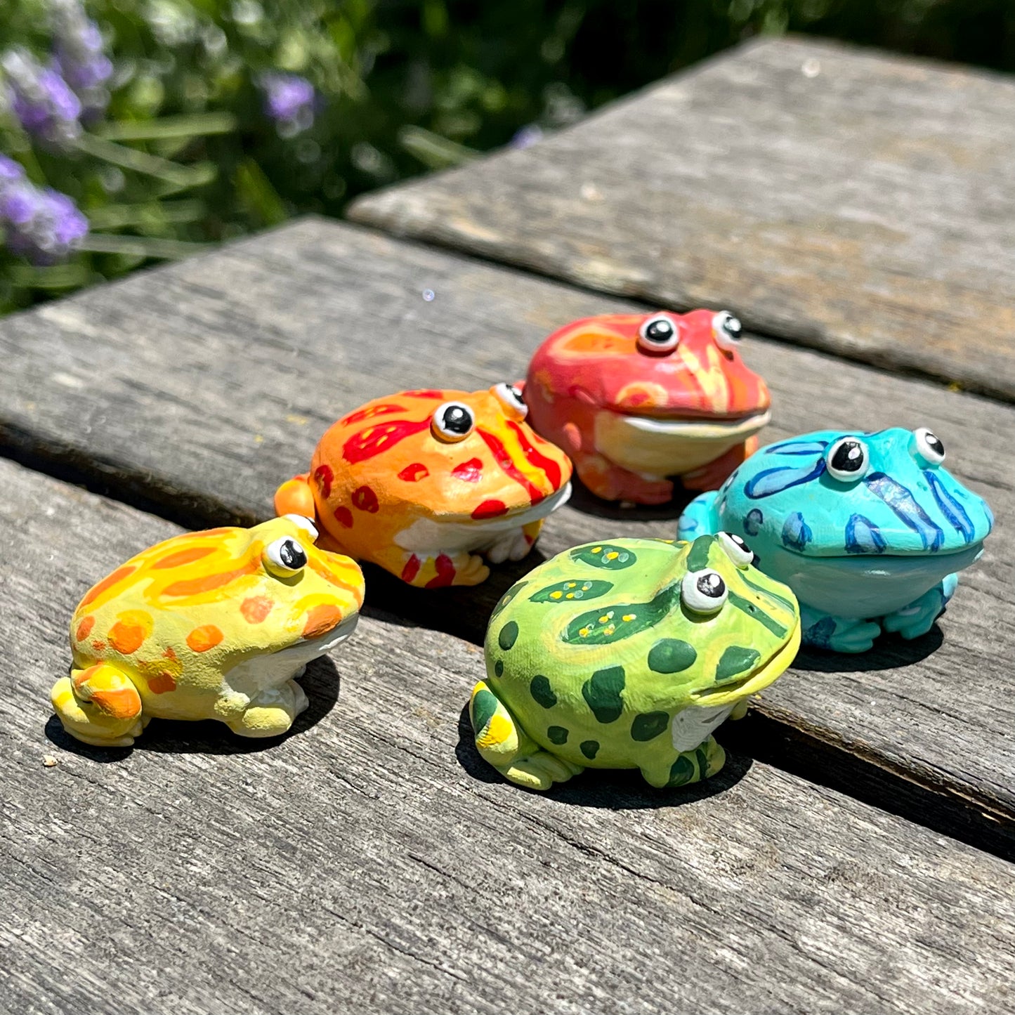 Handmade Polymer Clay Mini Colorful Pacman Frog Friend Figurine (Serie –  Tibby Bean