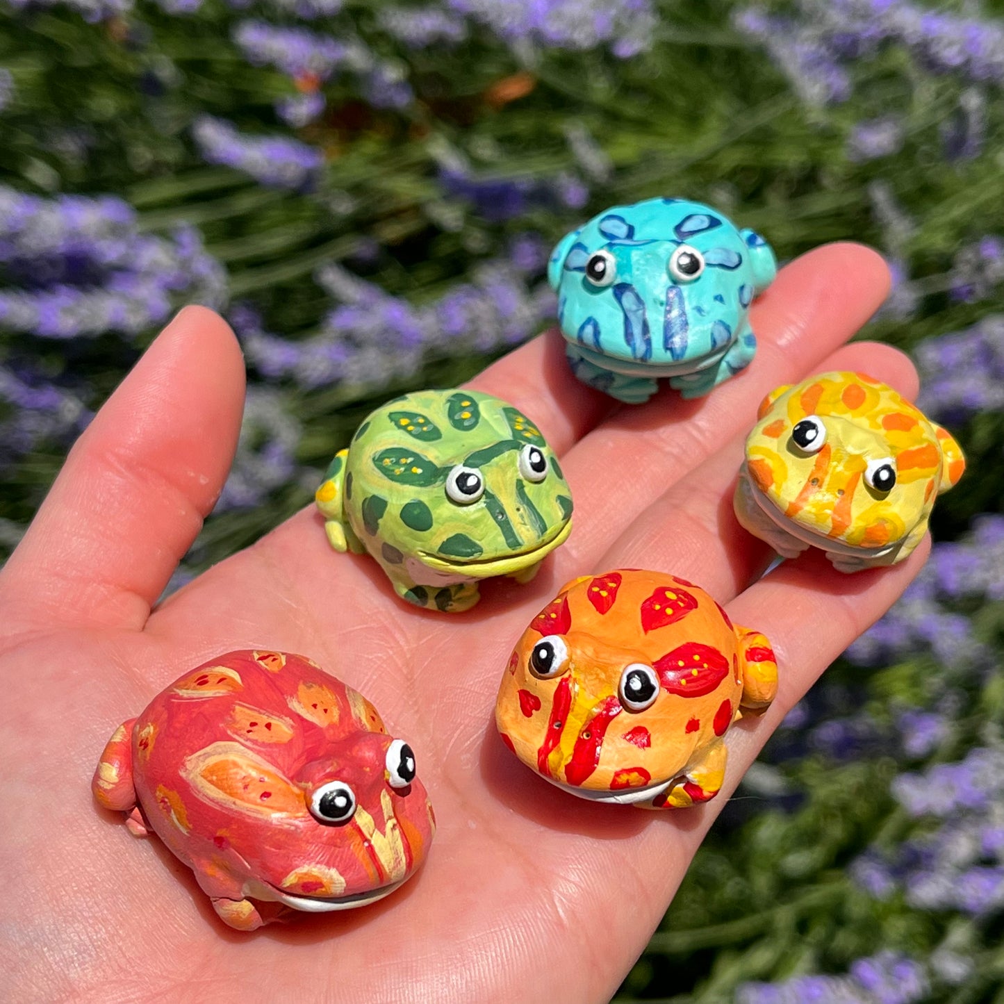 Handmade Polymer Clay Mini Colorful Pacman Frog Friend Figurine (Series 3.0)