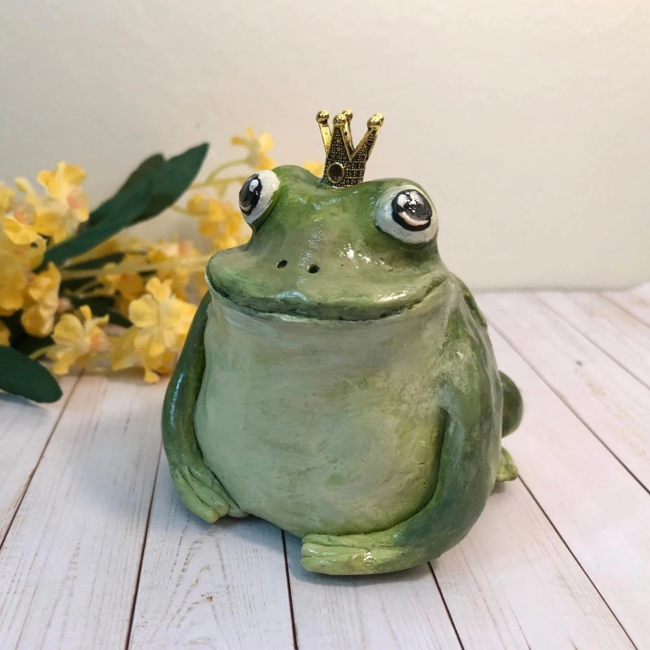 Handmade polymer clay green prince/princess charming frog