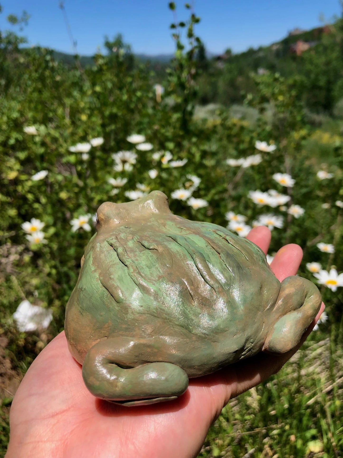 Handmade Polymer Clay Thick African Bullfrog Figurine