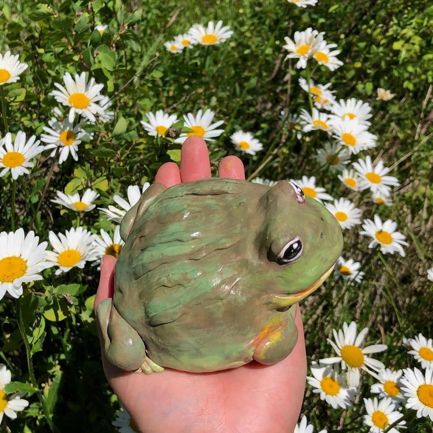 Handmade polymer clay african bullfrog figurine