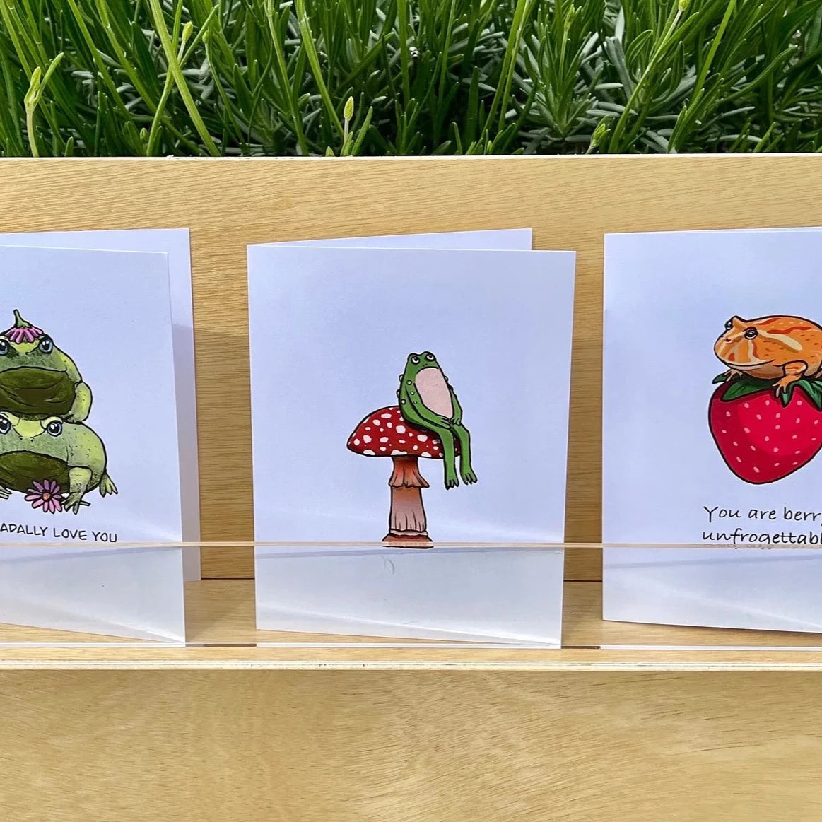 "You are berry unfrogettable" Pacman Frog & Strawberry Greeting Card